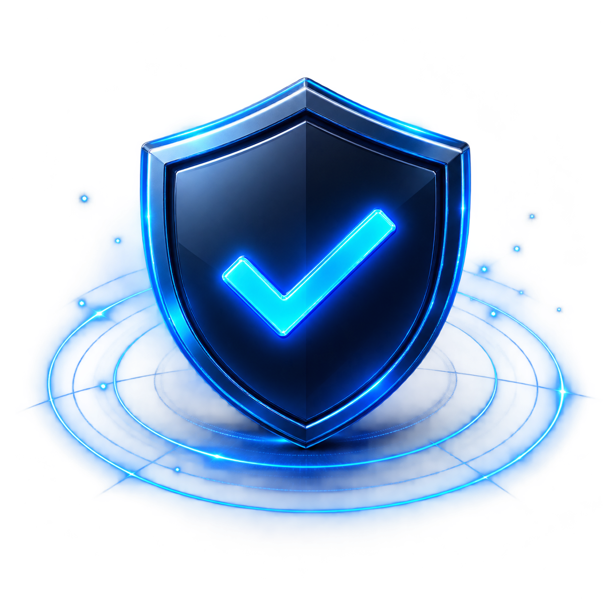 Glowing security shield with a check mark